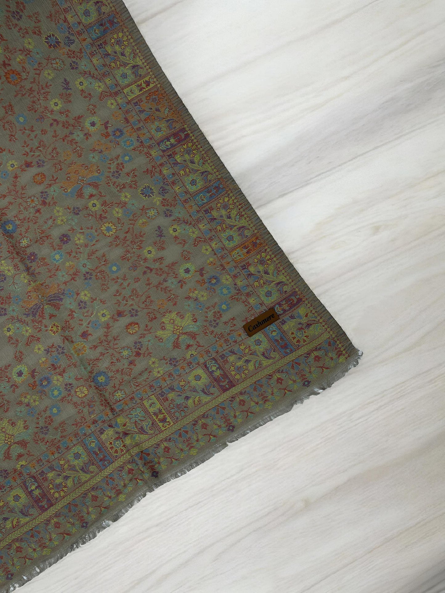 Mint Green Pink Floral Pashmina Hijab