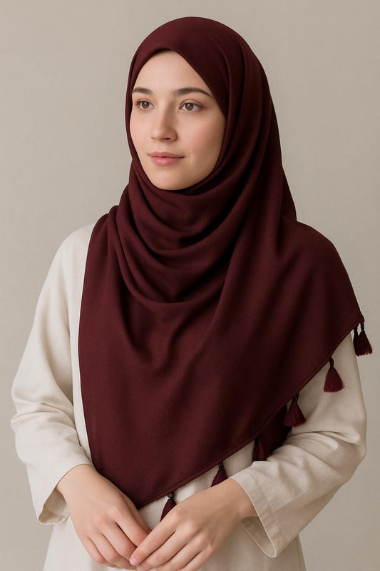 Mahogany - Lawn Tassel Hijab