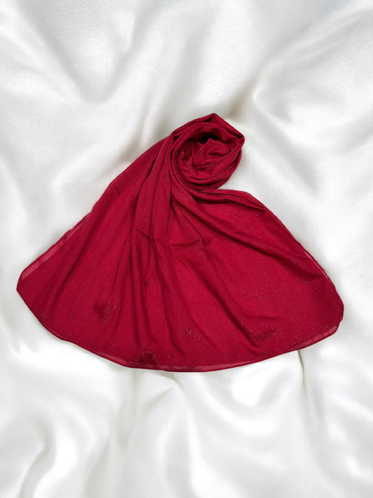 Goji Berry - Crinkle Shimmer Chiffon Wedding Party Occasion Hijab Scarf