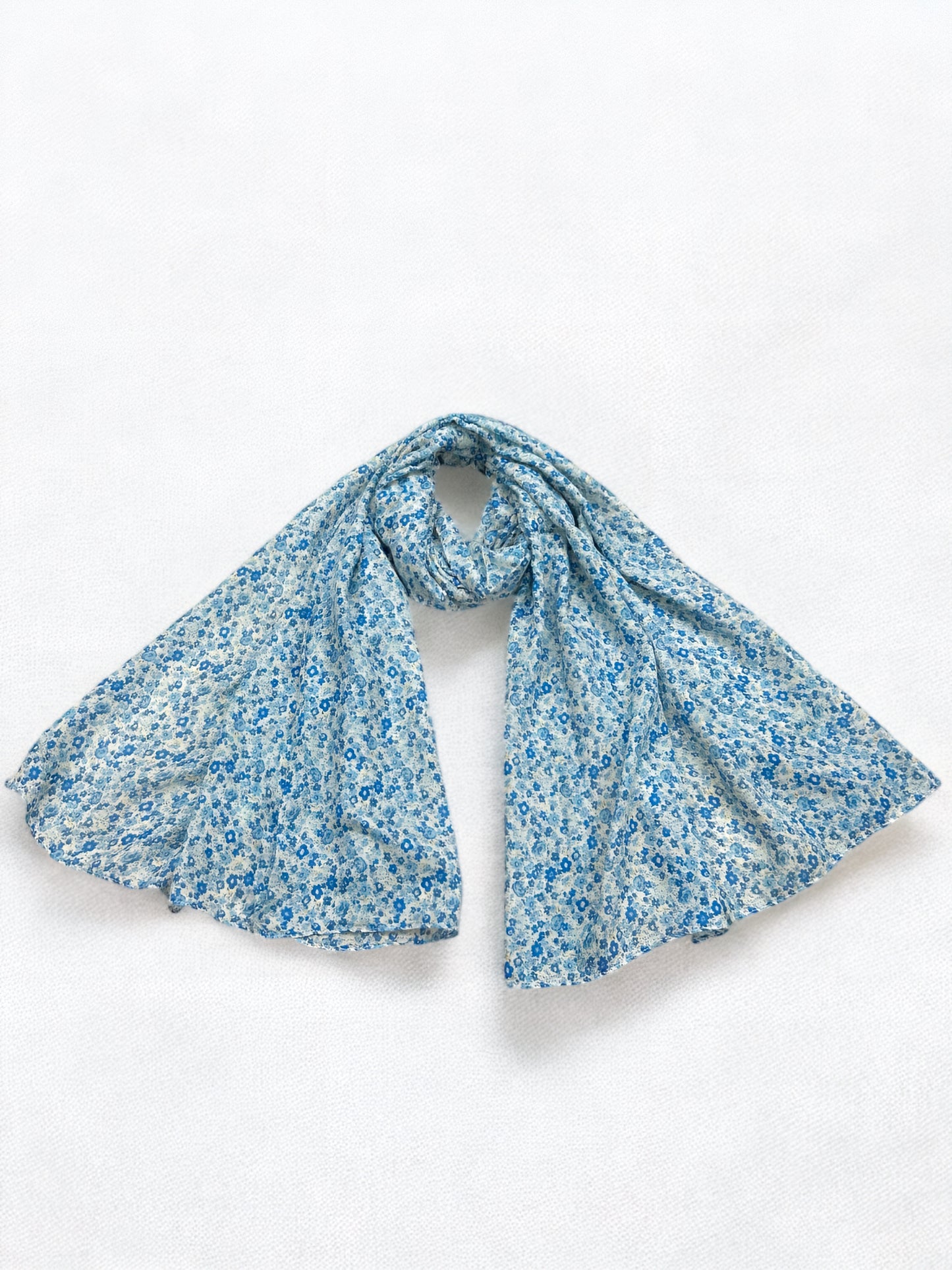 Blue Little Floral Printed Modal Hijab