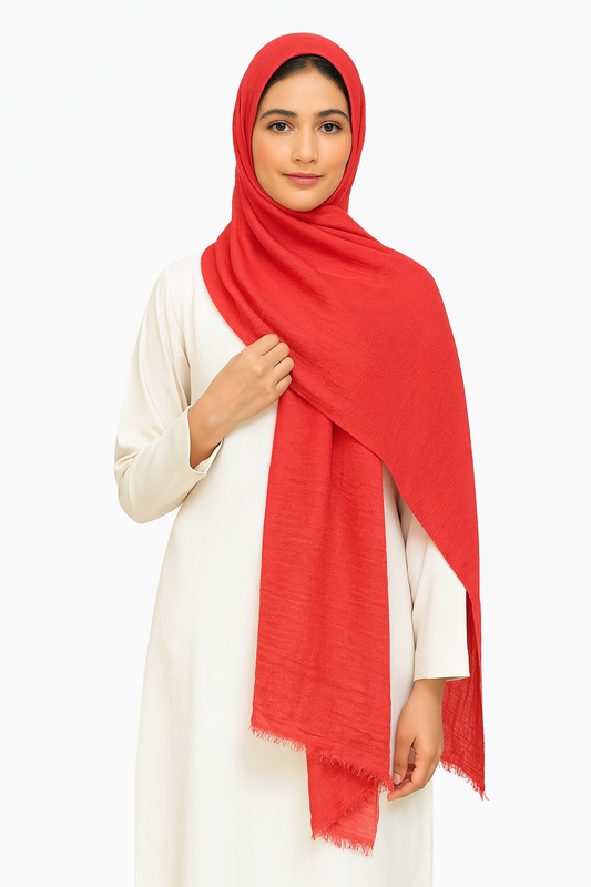 Carrot Pink - Crimp Lawn Hijab
