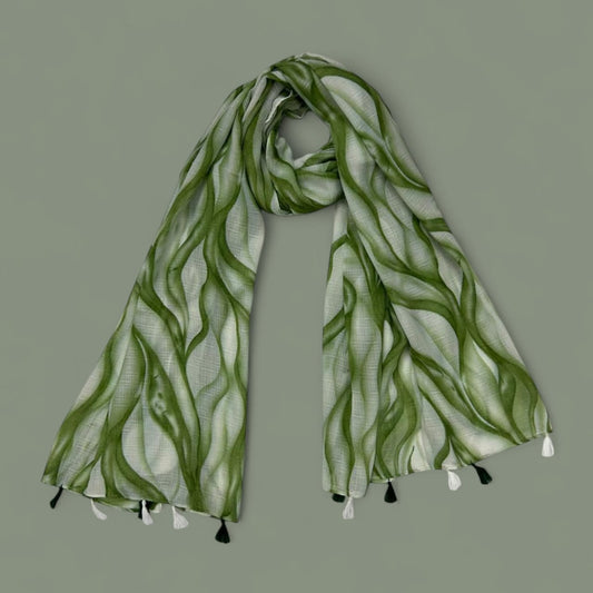Kelly Green Waves Printed Modal Hijab