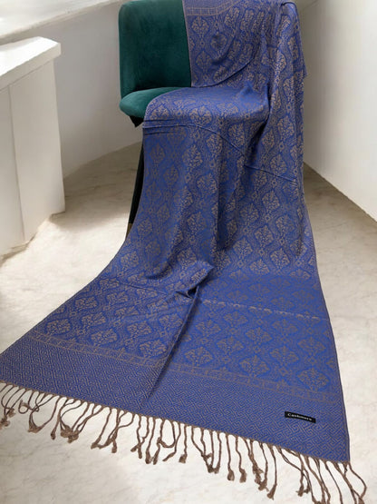 Egyptian Blue Damask Pashmina Hijab