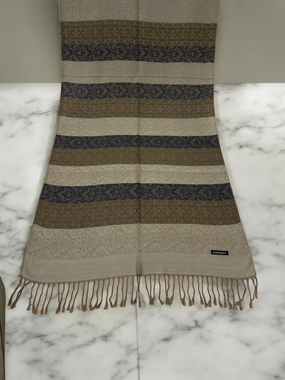 Cream Brown Damask Pashmina Hijab