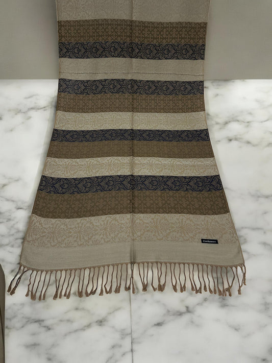 Cream Brown Damask Pashmina Hijab