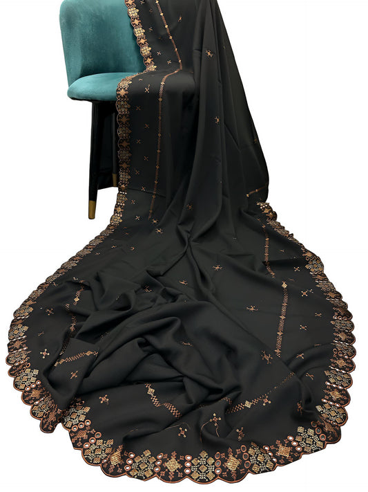 Black Fancy Star Bridal Shaal