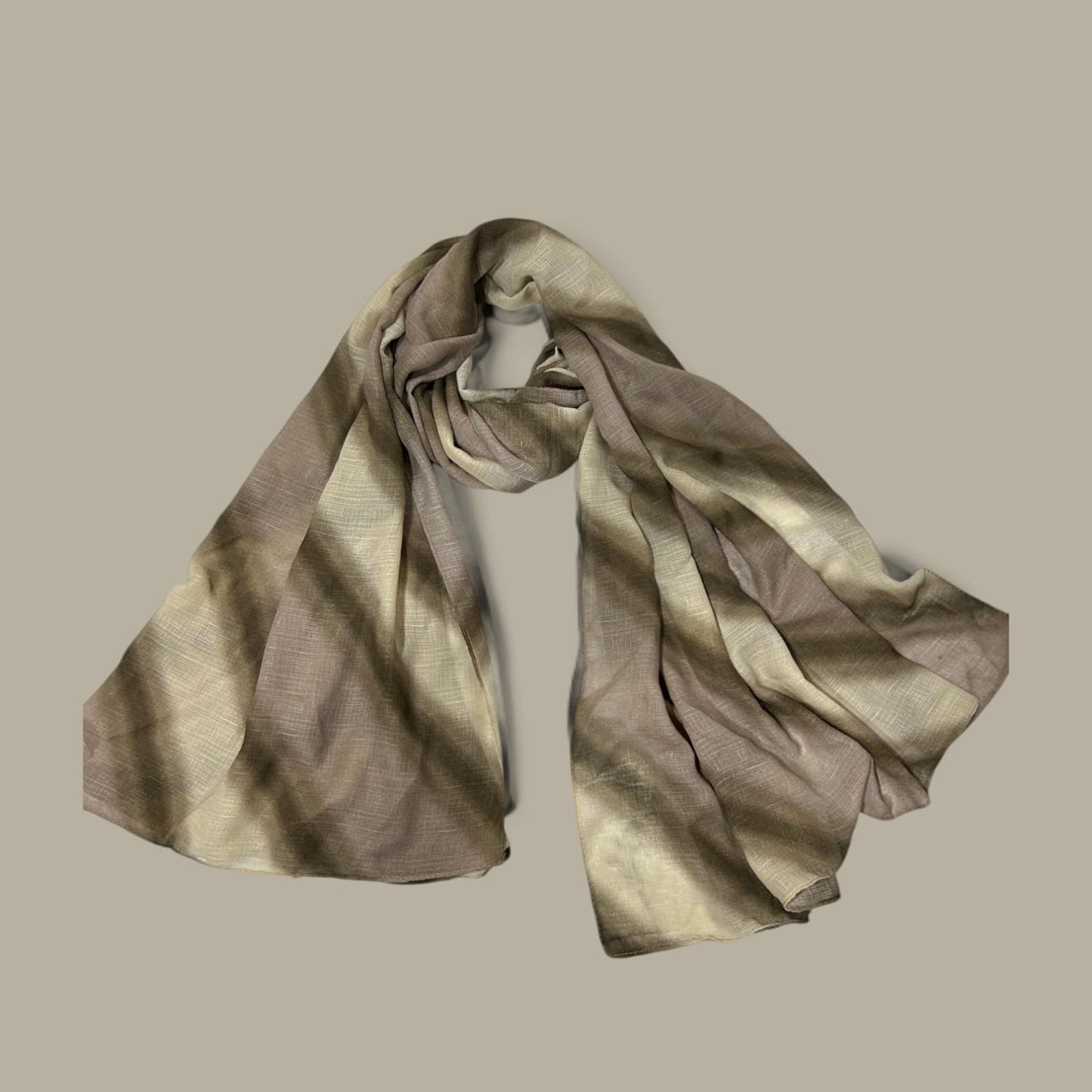 Moss Green Lemon Striped Tie Dye Printed Modal Hijab