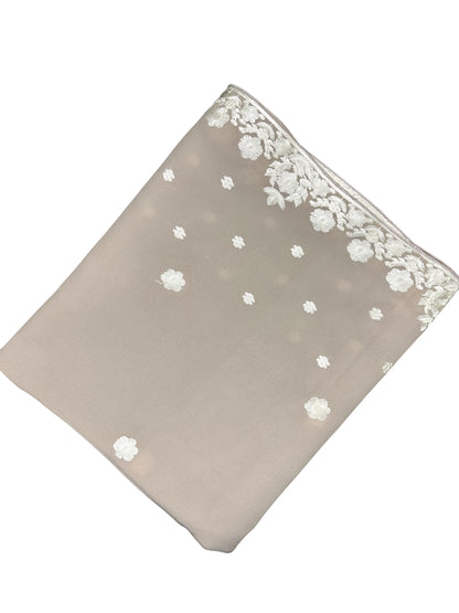 Beige White Floral Shaal