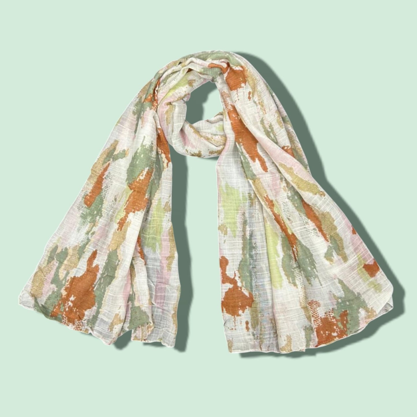 Creamy White Mix Shapes Printed Lawn Hijab
