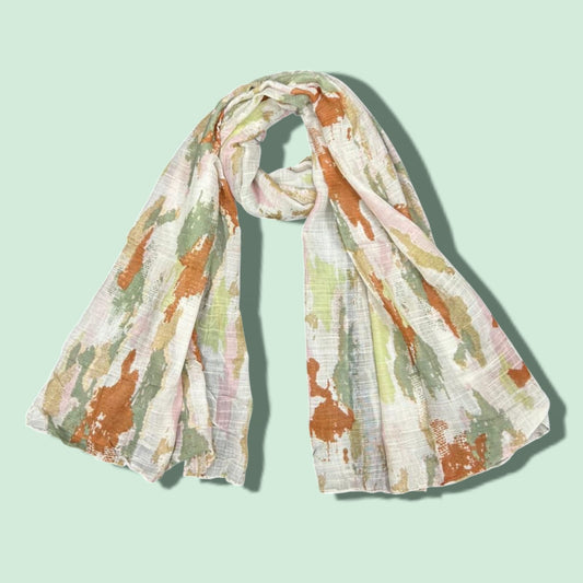 Creamy White Mix Shapes Printed Lawn Hijab