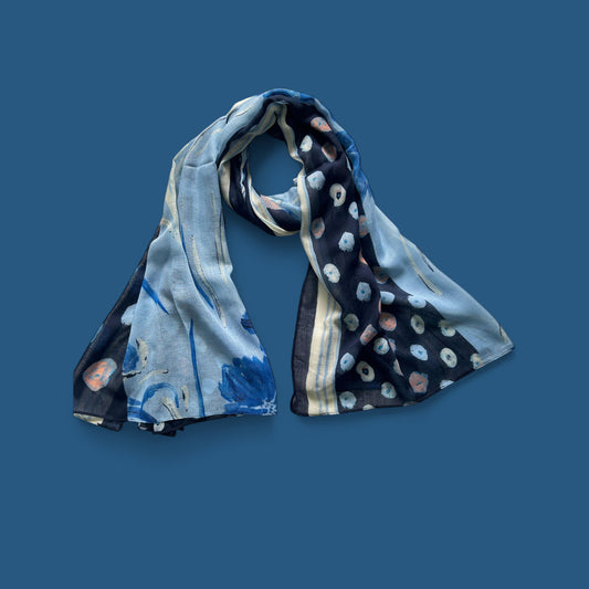 Sky Blue Mousse Printed Modal Hijab