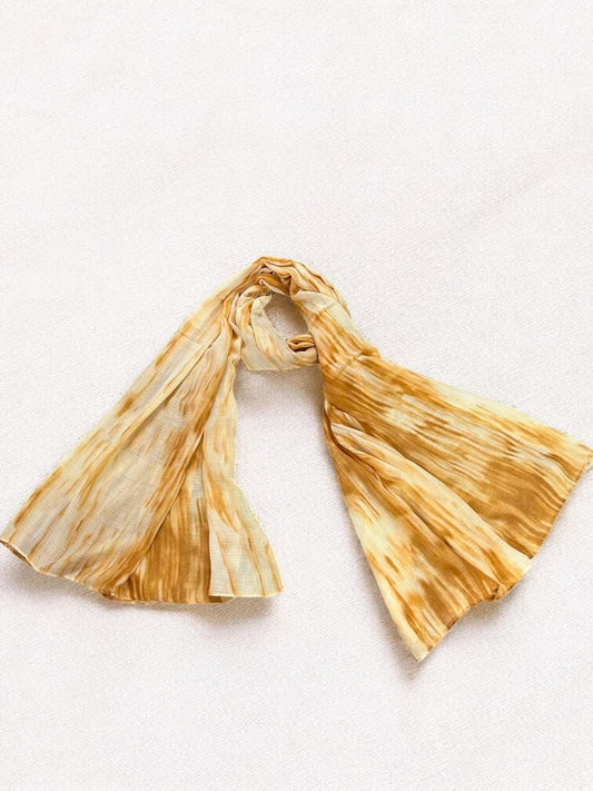 Saffron Yellow Beige Shaded Printed Modal Hijab