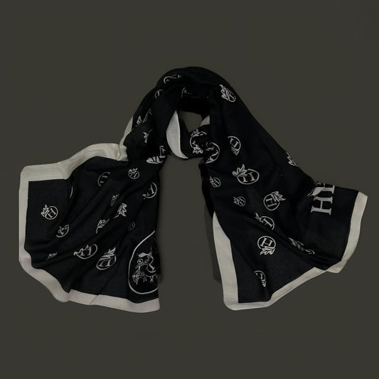 Hermes Black Silver Printed Lawn Hijab