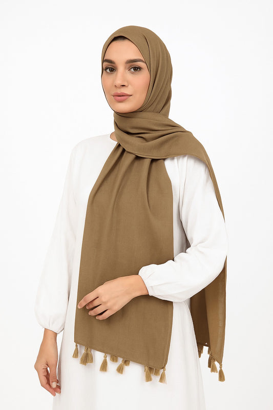 Peanut Brown - Lawn Tassel Hijab