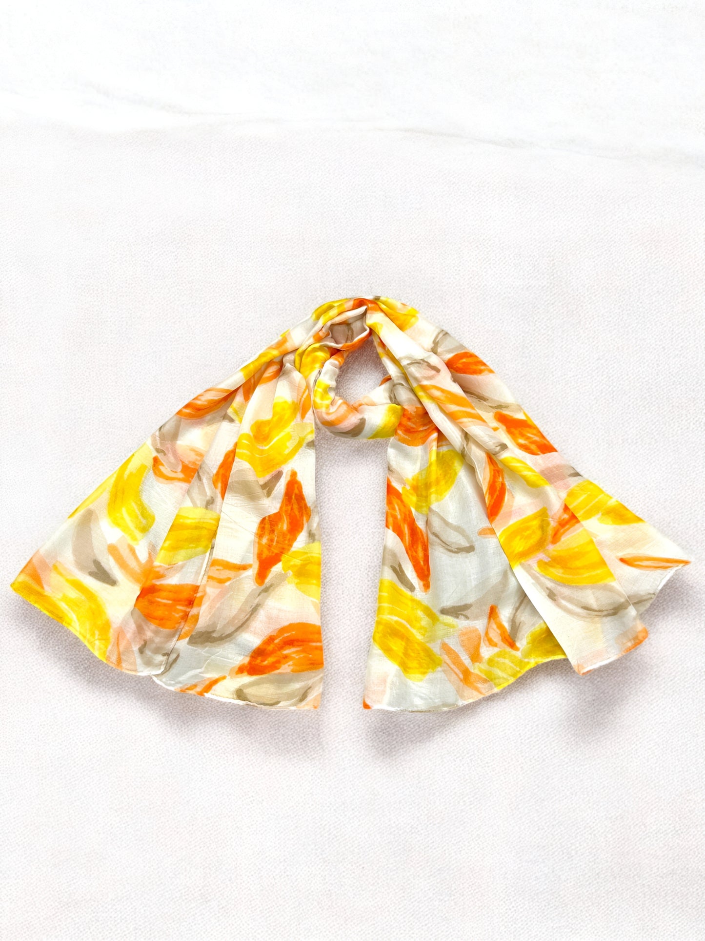 Orange Yellow Leaves Printed Modal Hijab