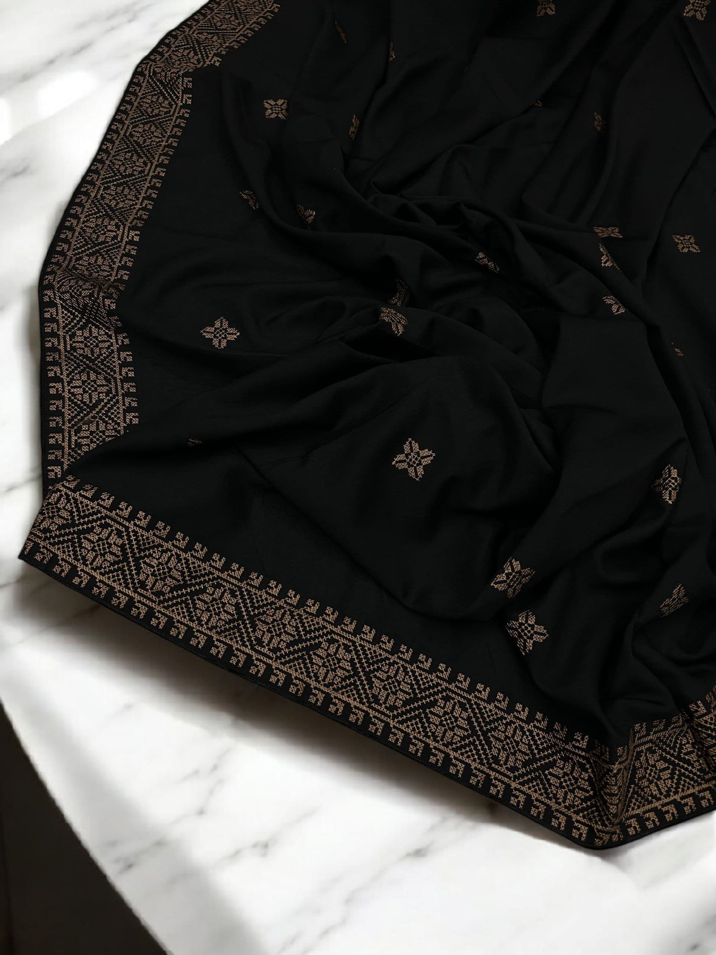 Navy Rosegold Mosaic Fancy Embroidered Shaal