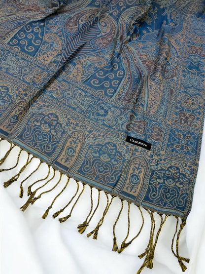 Egyptian Blue Persian Paisley Dual-Tone Pashmina Hijab