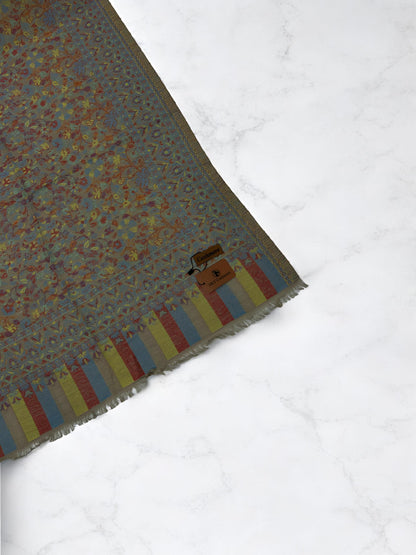 Grey Mint Red Floral Kani Pashmina Hijab