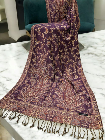 Purple Rose Curved Paisley Pashmina Hijab