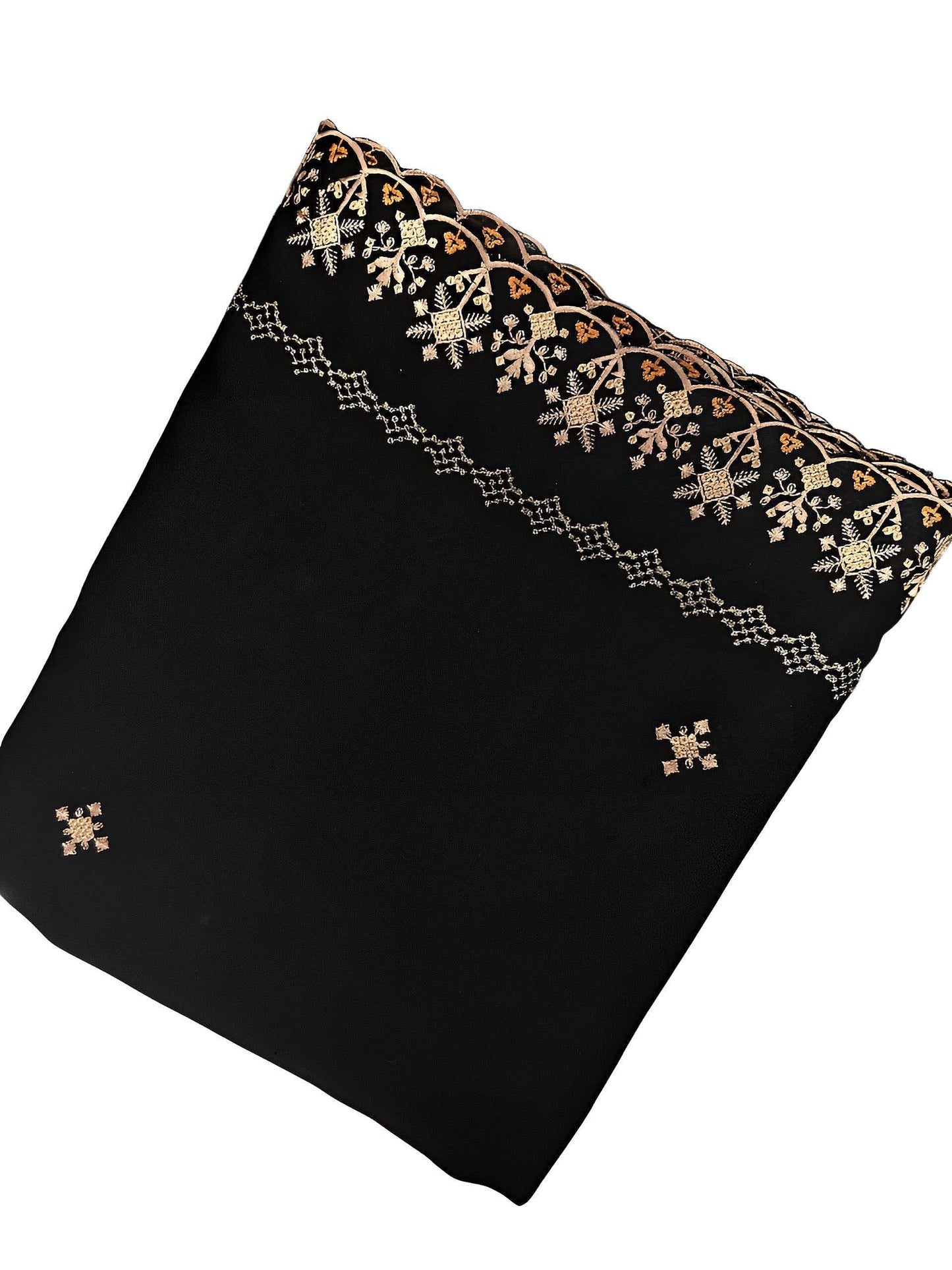 Black Double Floral Cutwork Shaal