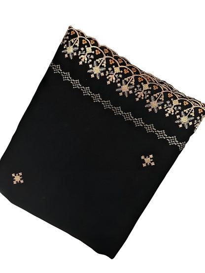 Black Double Floral Cutwork Shaal