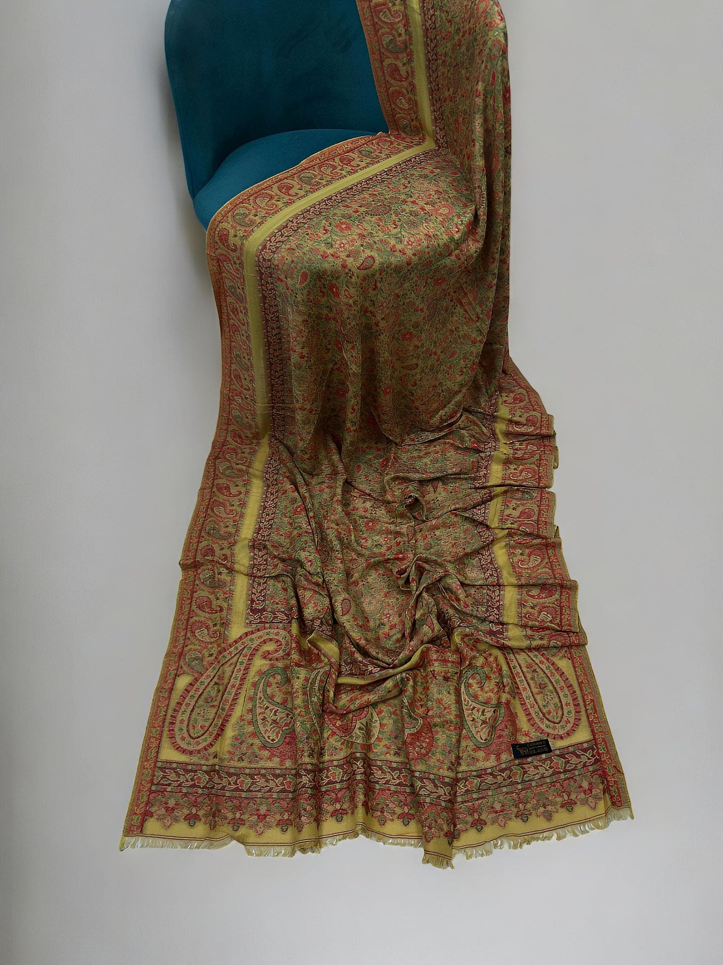 Pashmina Shawl - Yellow Red Paisley