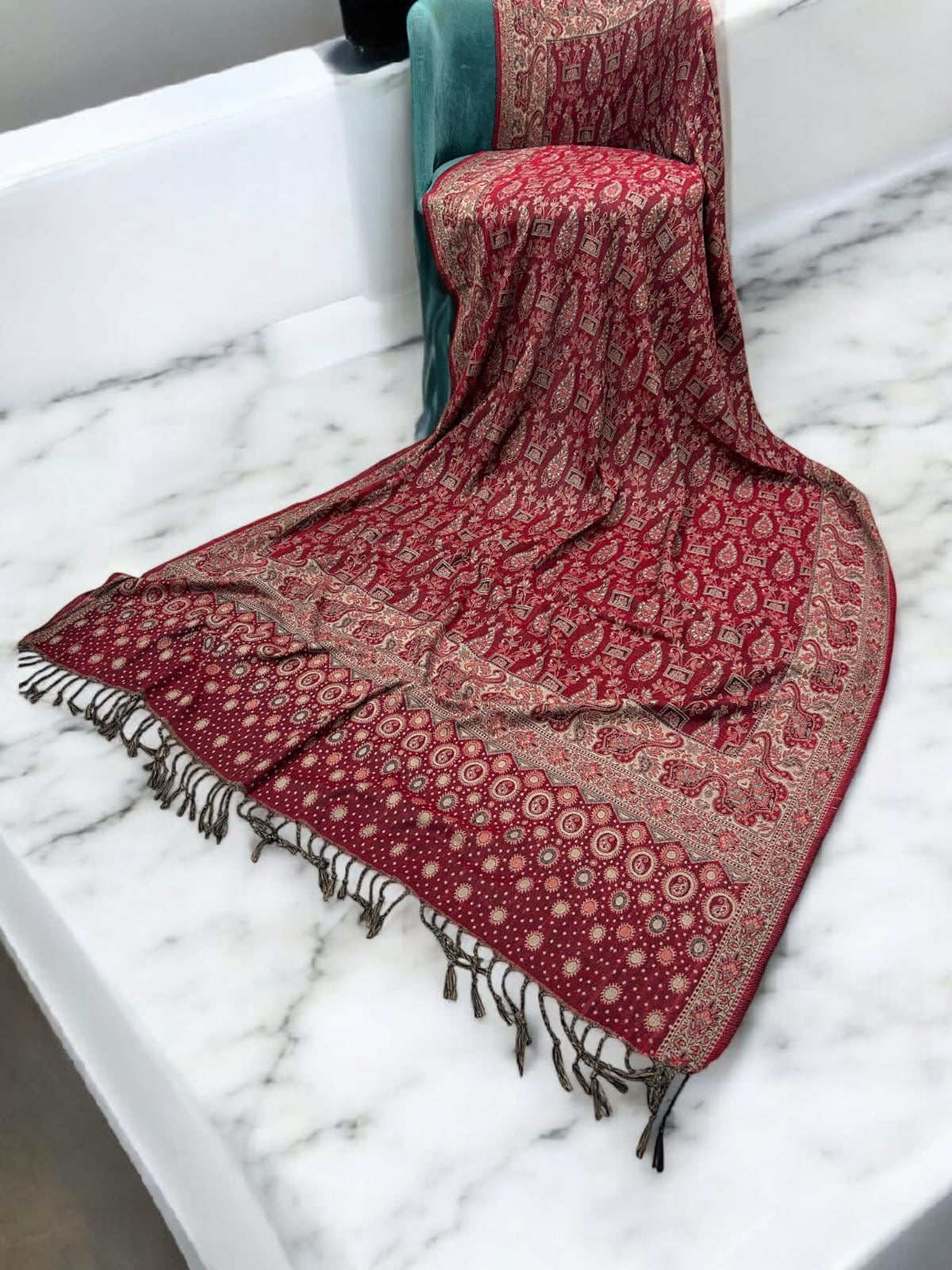 Dotted Paisley Pashmina Shawl - Red Fawn