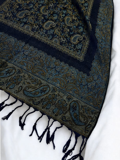 Pista Ice Blue Little Paisleys Two-Tone Pashmina Hijab
