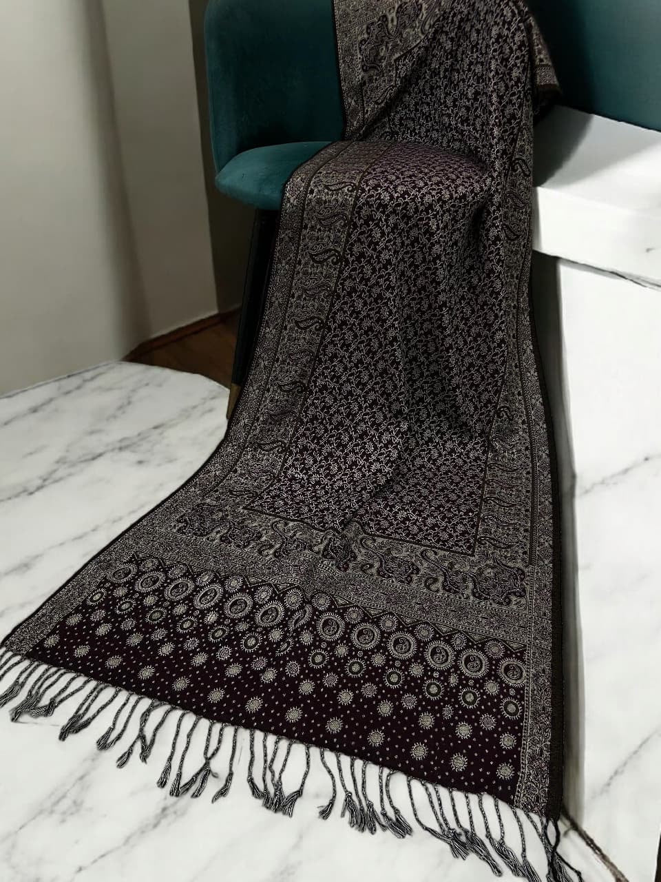 Burgundy Lint Dotted Dual Tone Pashmina Hijab