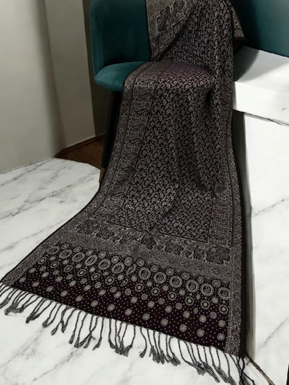 Burgundy Lint Dotted Dual Tone Pashmina Hijab
