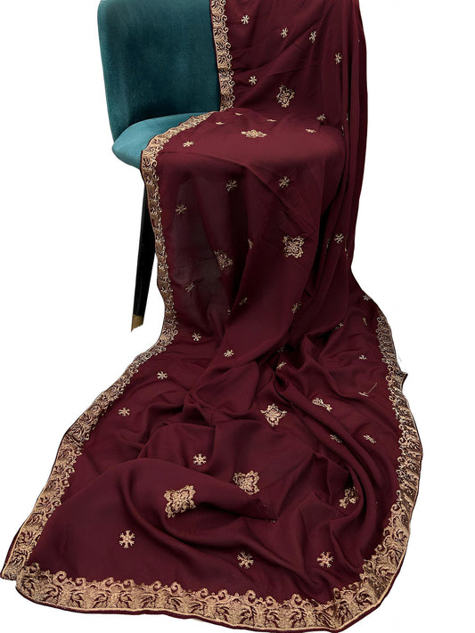 Maroon Peach Cutwork Shaal