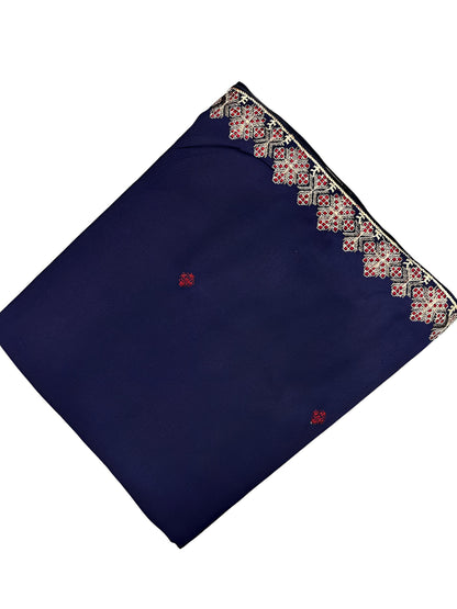 Blue Floral Triangle Border Shaal