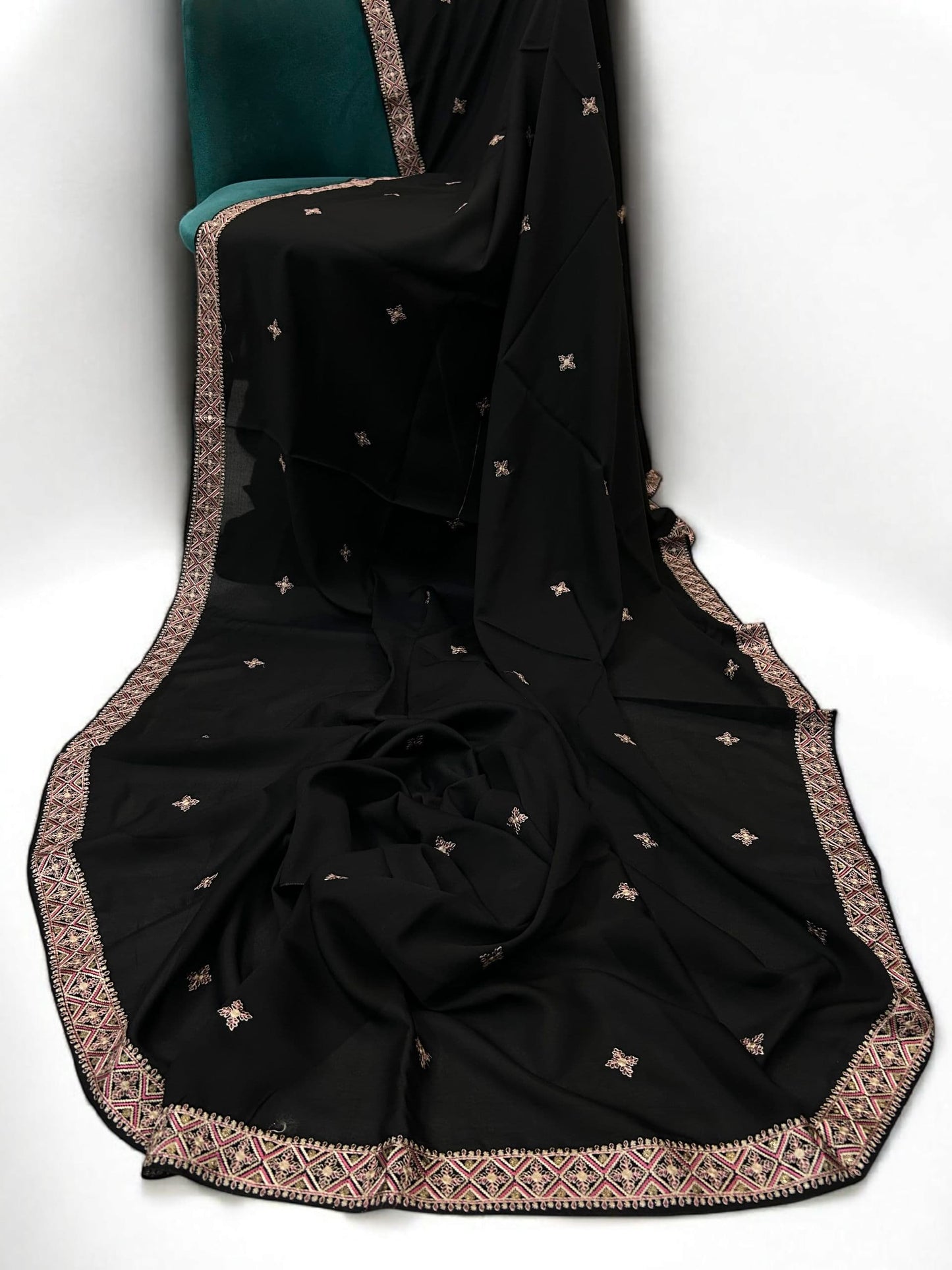 Black Diamond Double Embroidered Shaal