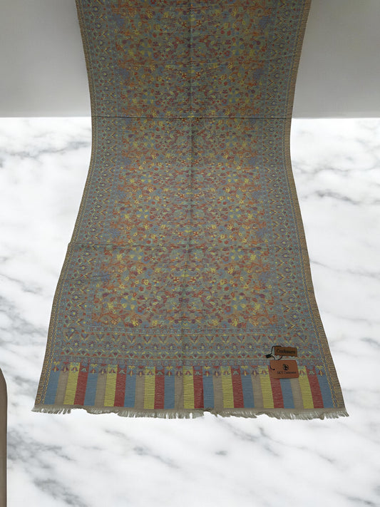 Grey Mint Red Floral Kani Pashmina Hijab