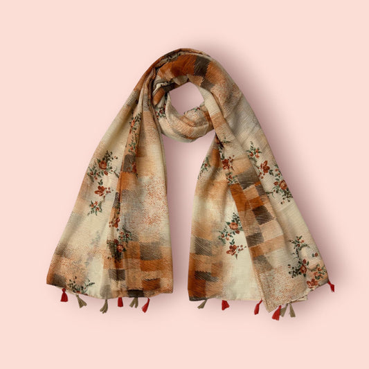 Fox Brown Sketches Floral Printed Modal Hijab