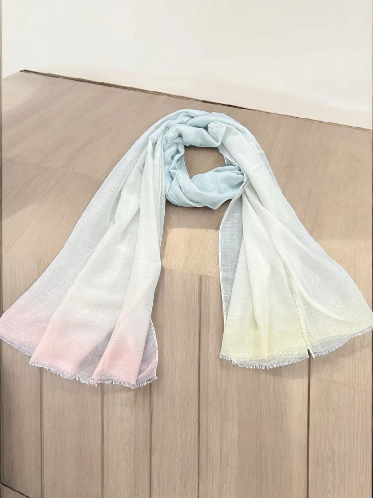White Cream Tie-Dye Printed Modal Hijab
