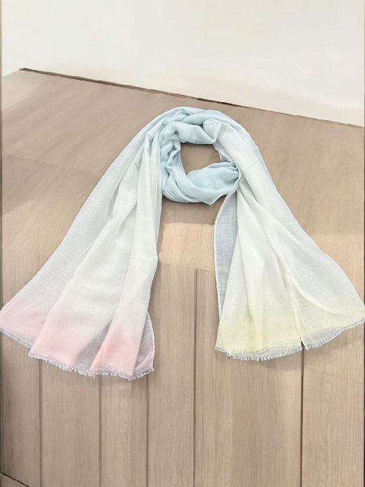 White Cream Tie-Dye Printed Modal Hijab