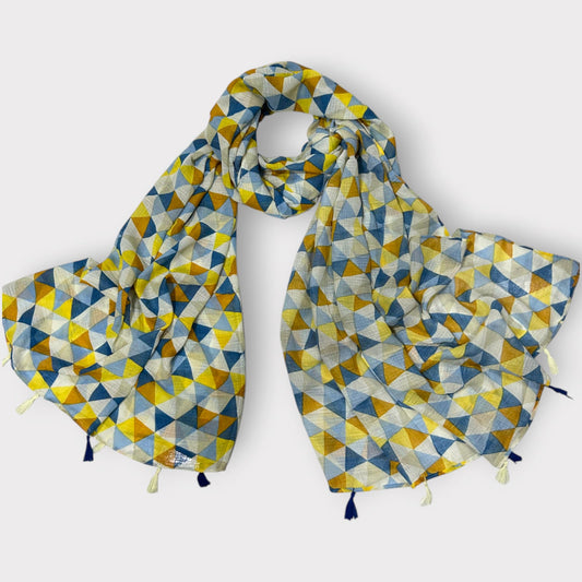 Blue Banana Checkered Printed Modal Hijab