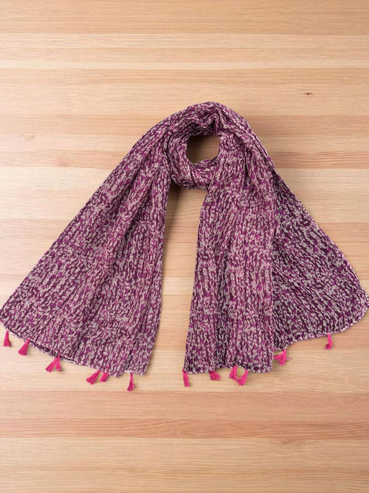 Magenta Pink Patterned Printed Modal Hijab