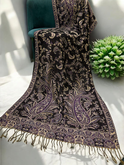 Purple Lilac Curved Paisley Pashmina Hijab