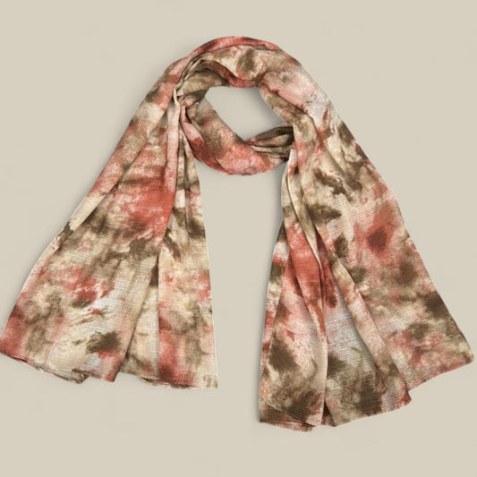 Brownish Peach Blur Printed Modal Hijab