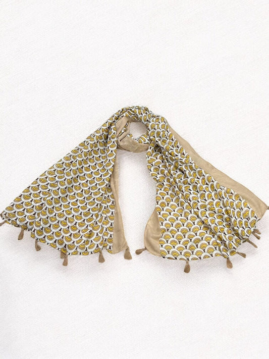 Coffee Brown Seashells Printed Modal Hijab