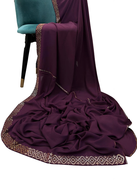 Luxury Plum Caspia Gold Sparkle Korean Shaal