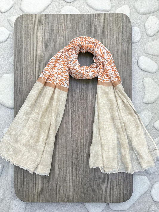 Alabaster White Blurred Leaves Printed Modal Hijab