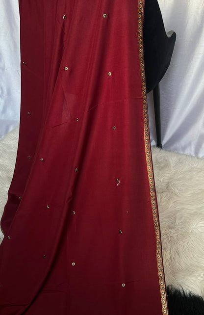 Zari Maroon Shaal