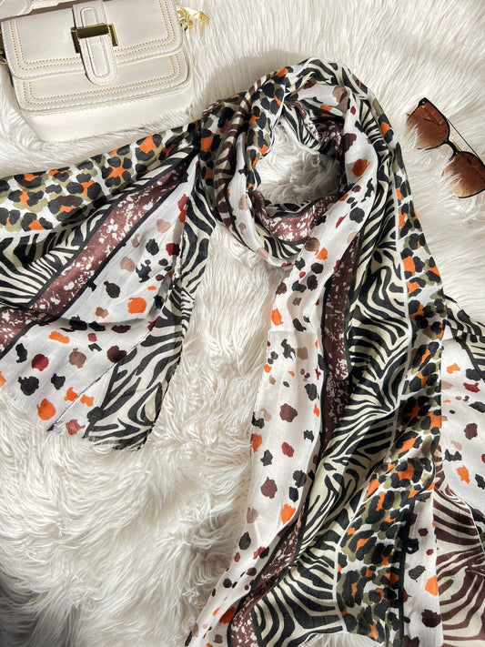 Premium Printed Hijabs - Orange Tiger