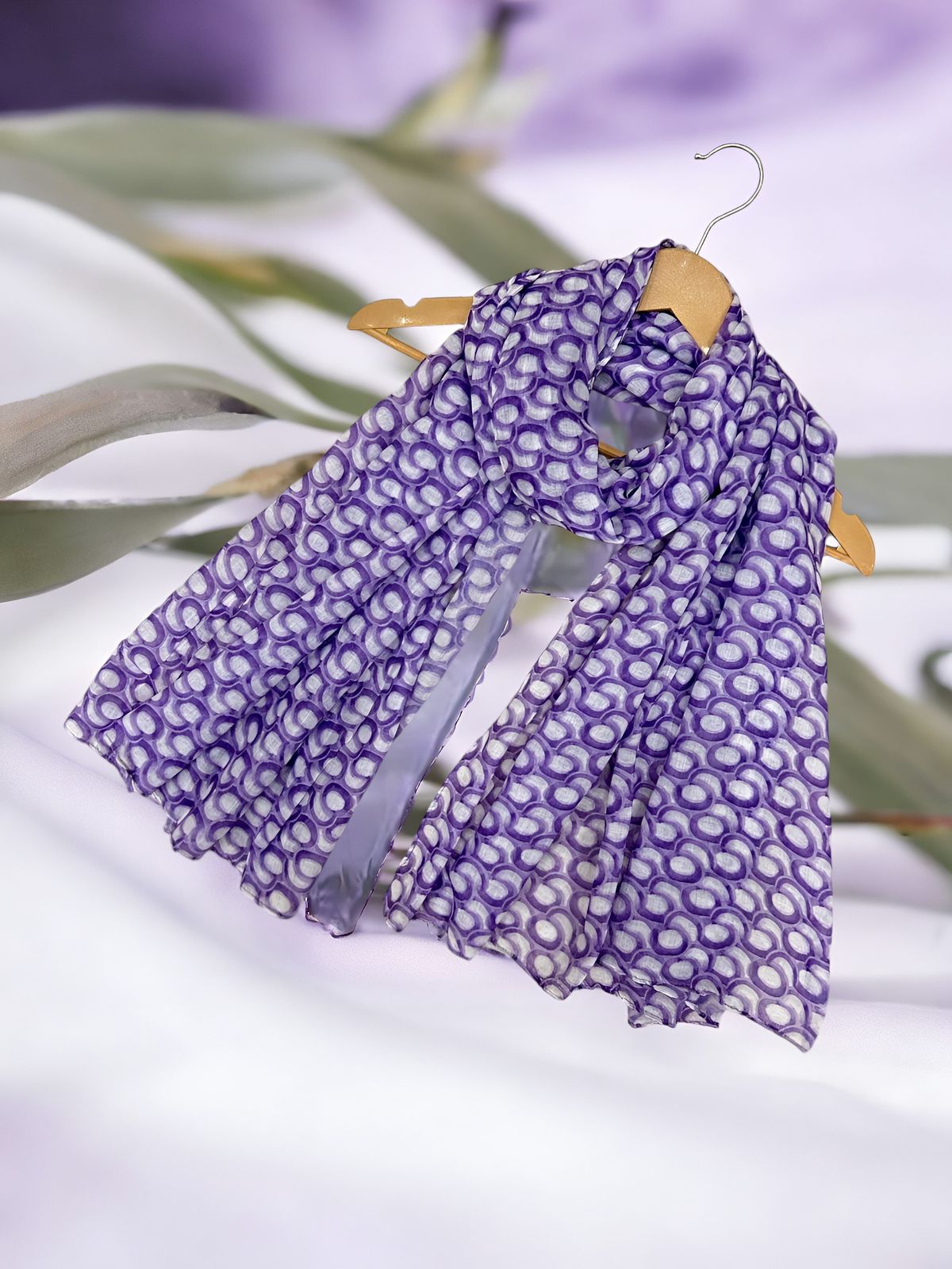 Purple Seashells Printed Lawn Hijab