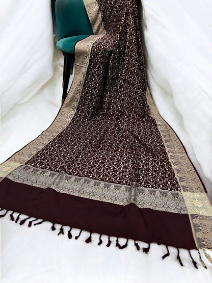 Burgundy - Embroidered Threadwork Kashmiri Shawl