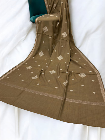 Brownie - Embroidered Mirrorwork Kashmiri Shawl