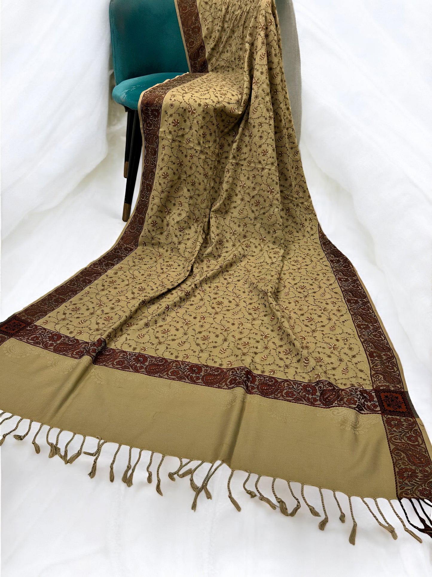 Peanut - Embroidered Threadwork Kashmiri Shawl